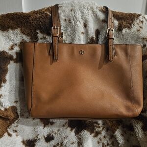 Tory Burch York Buckle Tote Camel Brown Tan Authentic Shoulder Bag Handbag Purse